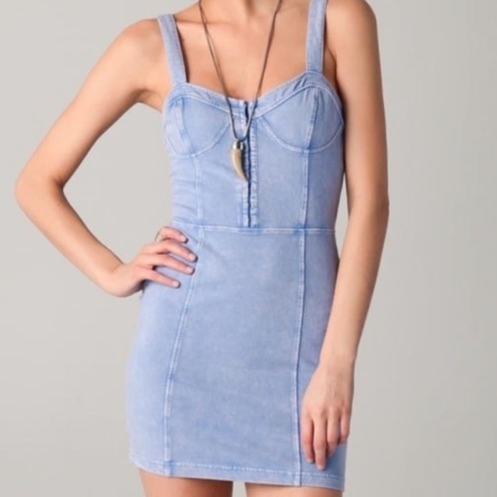 Free People Faux Denim Corset Bodycon Dress